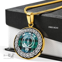 McKay Tartan Crest Clan Scotland Tartan Plaid Circle Pendant Necklace Jewelry Gift For Women