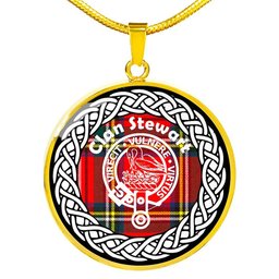 Stewart Tartan Crest Clan Scotland Tartan Plaid Circle Pendant Necklace Jewelry Gift For Women