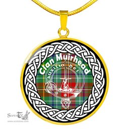 Muirhead Tartan Crest Clan Scotland Tartan Plaid Circle Pendant Necklace Jewelry Gift For Women