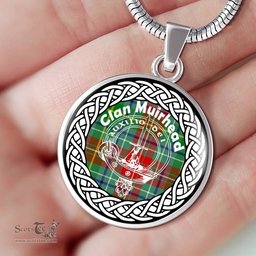 Muirhead Tartan Crest Clan Scotland Tartan Plaid Circle Pendant Necklace Jewelry Gift For Women