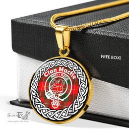 Macfie Tartan Crest Clan Scotland Tartan Plaid Circle Pendant Necklace Jewelry Gift For Women