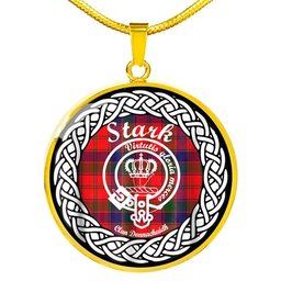 Stark Tartan Crest Clan Scotland Tartan Plaid Circle Pendant Necklace Jewelry Gift For Women