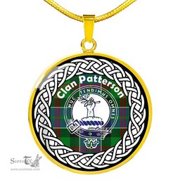 Patterson Tartan Crest Clan Scotland Tartan Plaid Circle Pendant Necklace Jewelry Gift For Women