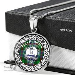 Patterson Tartan Crest Clan Scotland Tartan Plaid Circle Pendant Necklace Jewelry Gift For Women