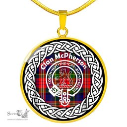 McPherson Tartan Crest Clan Scotland Tartan Plaid Circle Pendant Necklace Jewelry Gift For Women