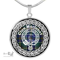 Maclnnes Tartan Crest Clan Scotland Tartan Plaid Circle Pendant Necklace Jewelry Gift For Women