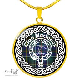 Maclnnes Tartan Crest Clan Scotland Tartan Plaid Circle Pendant Necklace Jewelry Gift For Women