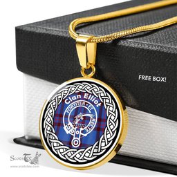 Eliiot Tartan Crest Clan Scotland Tartan Plaid Circle Pendant Necklace Jewelry Gift For Women