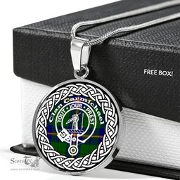 Carmichael Tartan Crest Clan Scotland Tartan Plaid Circle Pendant Necklace Jewelry Gift For Women