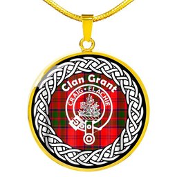 Grant Tartan Crest Clan Scotland Tartan Plaid Circle Pendant Necklace Jewelry Gift For Women