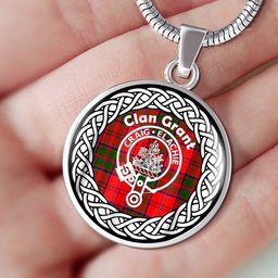 Grant Tartan Crest Clan Scotland Tartan Plaid Circle Pendant Necklace Jewelry Gift For Women