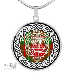 Burnett Tartan Crest Clan Scotland Tartan Plaid Circle Pendant Necklace Jewelry Gift For Women