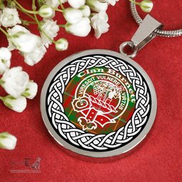 Burnett Tartan Crest Clan Scotland Tartan Plaid Circle Pendant Necklace Jewelry Gift For Women