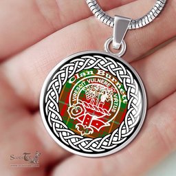 Burnett Tartan Crest Clan Scotland Tartan Plaid Circle Pendant Necklace Jewelry Gift For Women