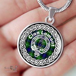 Lamont Tartan Crest Clan Scotland Tartan Plaid Circle Pendant Necklace Jewelry Gift For Women