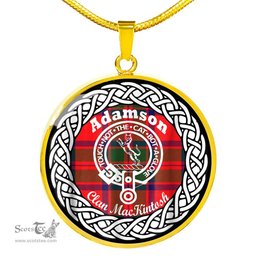 Adamson Tartan Crest Clan Scotland Tartan Plaid Circle Pendant Necklace Jewelry Gift For Women