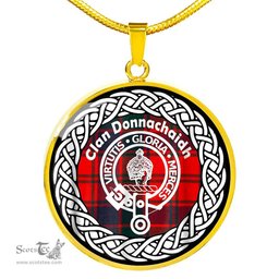 Donnachaidh Tartan Crest Clan Scotland Tartan Plaid Circle Pendant Necklace Jewelry Gift For Women