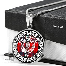 Donnachaidh Tartan Crest Clan Scotland Tartan Plaid Circle Pendant Necklace Jewelry Gift For Women