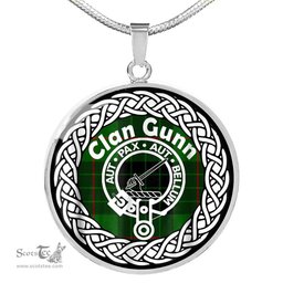 Gunn Tartan Crest Clan Scotland Tartan Plaid Circle Pendant Necklace Jewelry Gift For Women