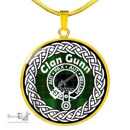 Gunn Tartan Crest Clan Scotland Tartan Plaid Circle Pendant Necklace Jewelry Gift For Women
