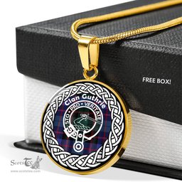 Guthrie Tartan Crest Clan Scotland Tartan Plaid Circle Pendant Necklace Jewelry Gift For Women
