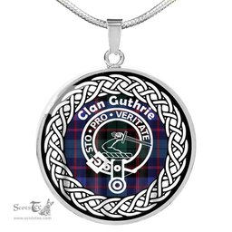 Guthrie Tartan Crest Clan Scotland Tartan Plaid Circle Pendant Necklace Jewelry Gift For Women