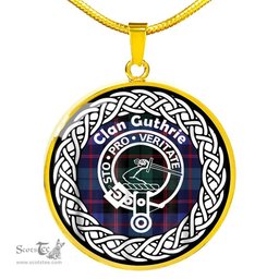 Guthrie Tartan Crest Clan Scotland Tartan Plaid Circle Pendant Necklace Jewelry Gift For Women