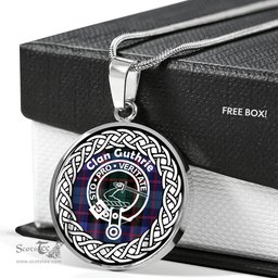 Guthrie Tartan Crest Clan Scotland Tartan Plaid Circle Pendant Necklace Jewelry Gift For Women