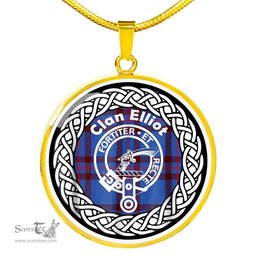 Eliiot Tartan Crest Clan Scotland Tartan Plaid Circle Pendant Necklace Jewelry Gift For Women