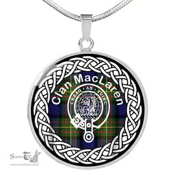 MacLaren Tartan Crest Clan Scotland Tartan Plaid Circle Pendant Necklace Jewelry Gift For Women