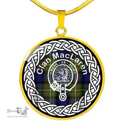 MacLaren Tartan Crest Clan Scotland Tartan Plaid Circle Pendant Necklace Jewelry Gift For Women
