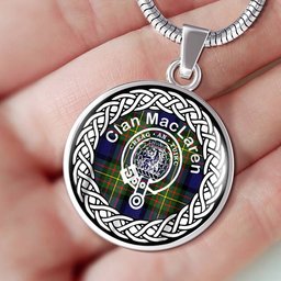 MacLaren Tartan Crest Clan Scotland Tartan Plaid Circle Pendant Necklace Jewelry Gift For Women