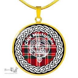 Macfarlane Tartan Crest Clan Scotland Tartan Plaid Circle Pendant Necklace Jewelry Gift For Women