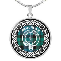 MacKay Tartan Crest Clan Scotland Tartan Plaid Circle Pendant Necklace Jewelry Gift For Women