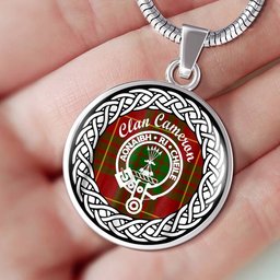 Cameron Tartan Crest Clan Scotland Tartan Plaid Circle Pendant Necklace Jewelry Gift For Women