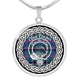 Cooper Tartan Crest Clan Scotland Tartan Plaid Circle Pendant Necklace Jewelry Gift For Women
