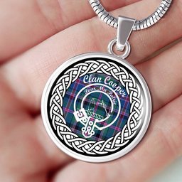 Cooper Tartan Crest Clan Scotland Tartan Plaid Circle Pendant Necklace Jewelry Gift For Women