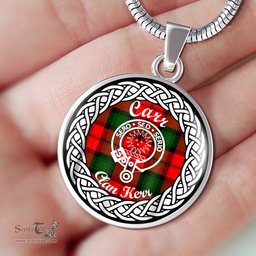 Carr Tartan Crest Clan Scotland Tartan Plaid Circle Pendant Necklace Jewelry Gift For Women