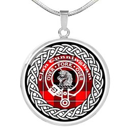 Cunningham Tartan Crest Clan Scotland Tartan Plaid Circle Pendant Necklace Jewelry Gift For Women