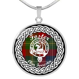 Foster Tartan Crest Clan Scotland Tartan Plaid Circle Pendant Necklace Jewelry Gift For Women