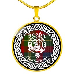Foster Tartan Crest Clan Scotland Tartan Plaid Circle Pendant Necklace Jewelry Gift For Women