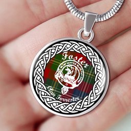 Foster Tartan Crest Clan Scotland Tartan Plaid Circle Pendant Necklace Jewelry Gift For Women