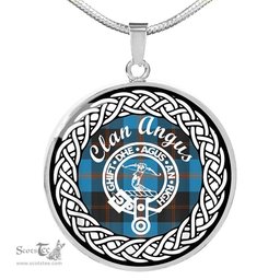 Angus Tartan Crest Clan Scotland Tartan Plaid Circle Pendant Necklace Jewelry Gift For Women