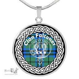 Falconer Tartan Crest Clan Scotland Tartan Plaid Circle Pendant Necklace Jewelry Gift For Women