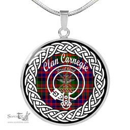 Carnegie Tartan Crest Clan Scotland Tartan Plaid Circle Pendant Necklace Jewelry Gift For Women