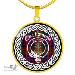 Carnegie Tartan Crest Clan Scotland Tartan Plaid Circle Pendant Necklace Jewelry Gift For Women