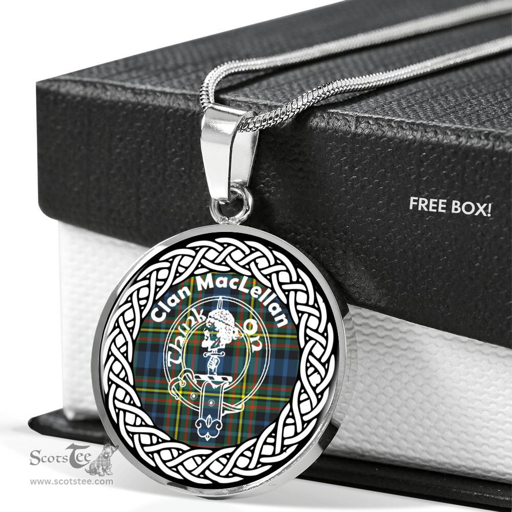 MacLellan Tartan Crest Clan Scotland Tartan Plaid Circle Pendant Necklace Jewelry Gift For Women
