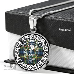 MacLellan Tartan Crest Clan Scotland Tartan Plaid Circle Pendant Necklace Jewelry Gift For Women