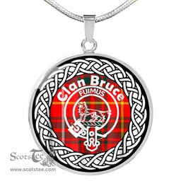 Bruce Tartan Crest Clan Scotland Tartan Plaid Circle Pendant Necklace Jewelry Gift For Women