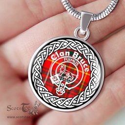 Bruce Tartan Crest Clan Scotland Tartan Plaid Circle Pendant Necklace Jewelry Gift For Women